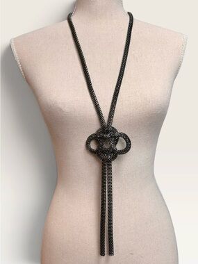 Simply Vera Vera Wang Gunmetal Mesh Celtic Knot Statement Lariat Necklace Rocker